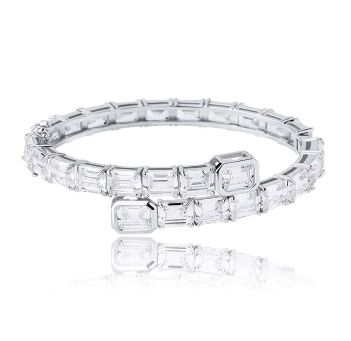 14K vergoldetes Kristall-Baguettes Tennis Armreife