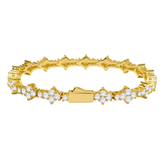 18K Gold plated Tennis Armband mit Blumenform CZ